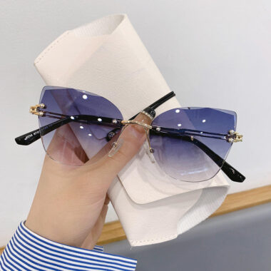Cat eye gradient rimless sunglasses
