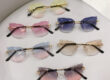 Cat eye gradient rimless sunglasses