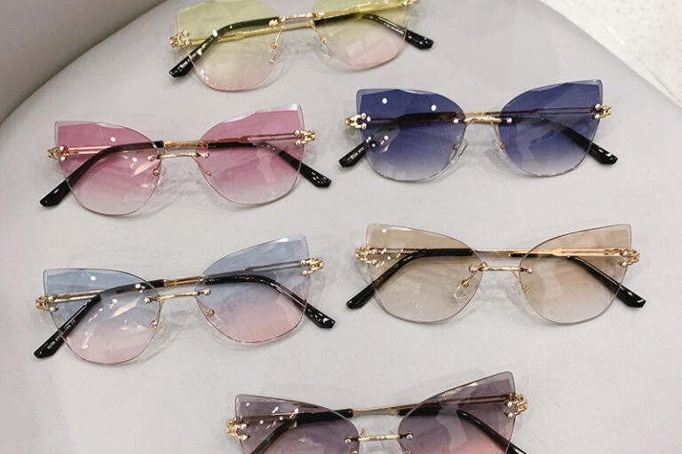 Cat eye gradient rimless sunglasses