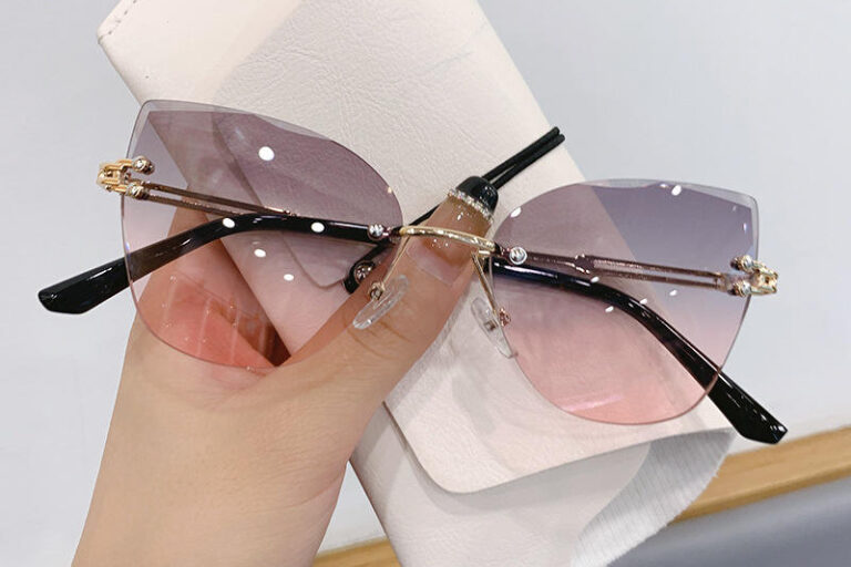 Cat eye gradient rimless sunglasses