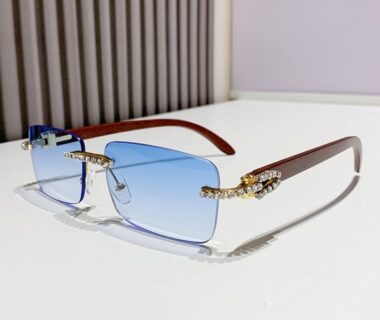 diamond rectangle rimless sunglasses
