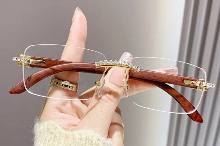 diamond rectangle rimless sunglasses