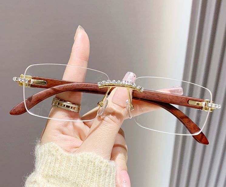 diamond rectangle rimless sunglasses