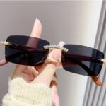 diamond rectangle rimless sunglasses