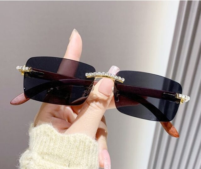 diamond rectangle rimless sunglasses
