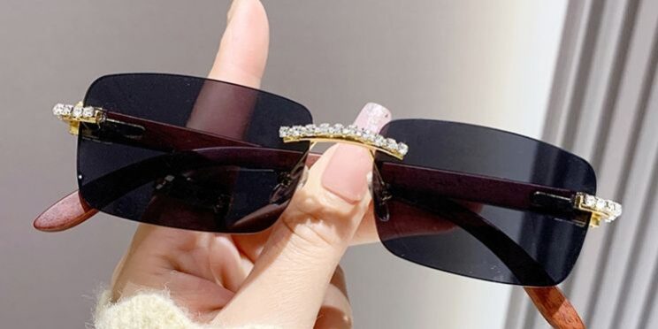 diamond rectangle rimless sunglasses