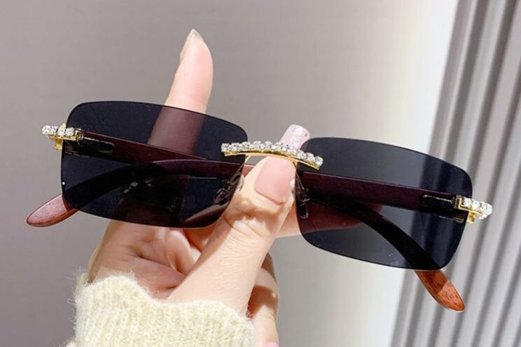 diamond rectangle rimless sunglasses