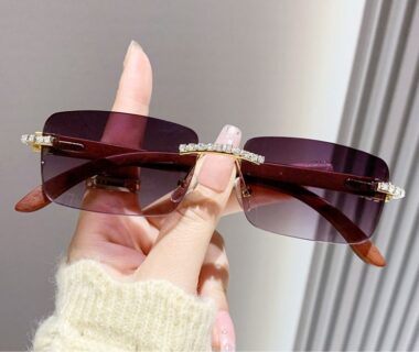 diamond rectangle rimless sunglasses