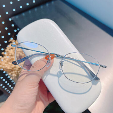 Titanium Oval Blue Light Glasses
