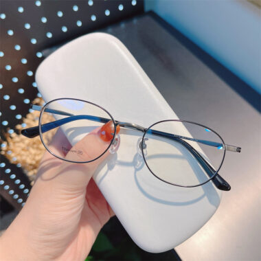 Titanium Oval Blue Light Glasses