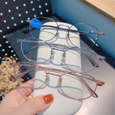 Titanium Oval Blue Light Glasses