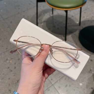 Titanium Oval Blue Light Glasses