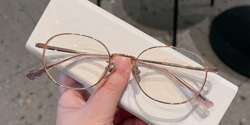 Titanium Oval Blue Light Glasses