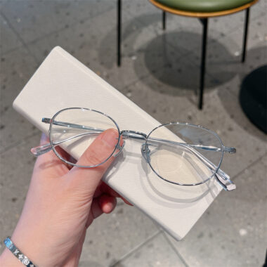 Titanium Oval Blue Light Glasses