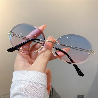 Frameless Oval Gradient Sunglasses
