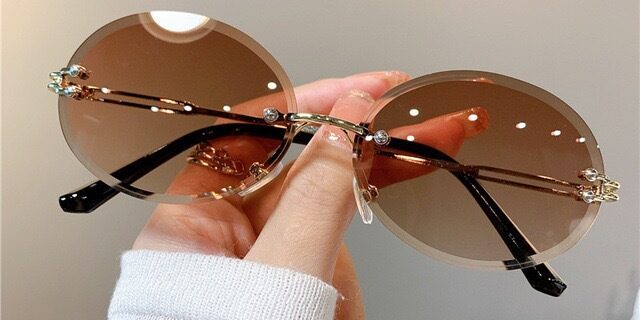 Frameless Oval Gradient Sunglasses