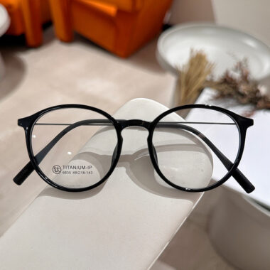 XM6835 Tea-Colored Round Titanium Eyeglass