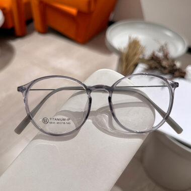 XM6835 Tea-Colored Round Titanium Eyeglass