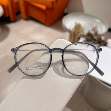 XM6835 Tea-Colored Round Titanium Eyeglass