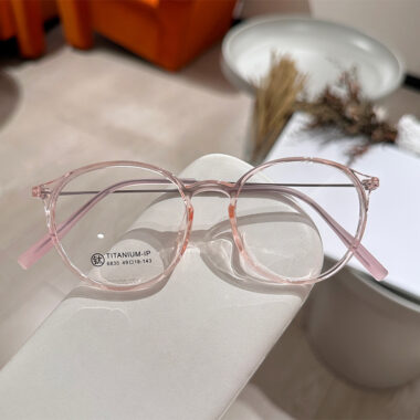 XM6835 Tea-Colored Round Titanium Eyeglass