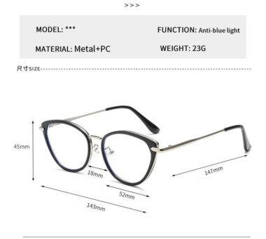 cat eye metal eyeglasses frame