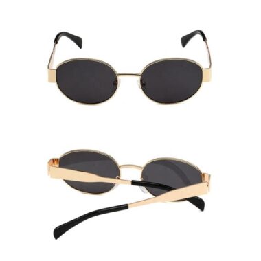 Vintage gold oval metal sunglasses