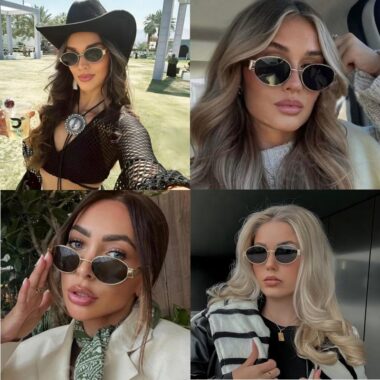 Vintage gold oval metal sunglasses